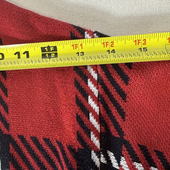 Jillian Nicole Cardigan Women’s XL Red White Black Open Knit Cozy Layer Sweater - Picture 13 of 15